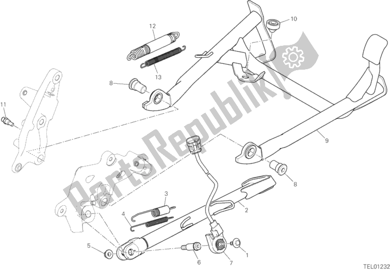 Tutte le parti per il Cavalletto Laterale del Ducati Multistrada 1260 Enduro 2019